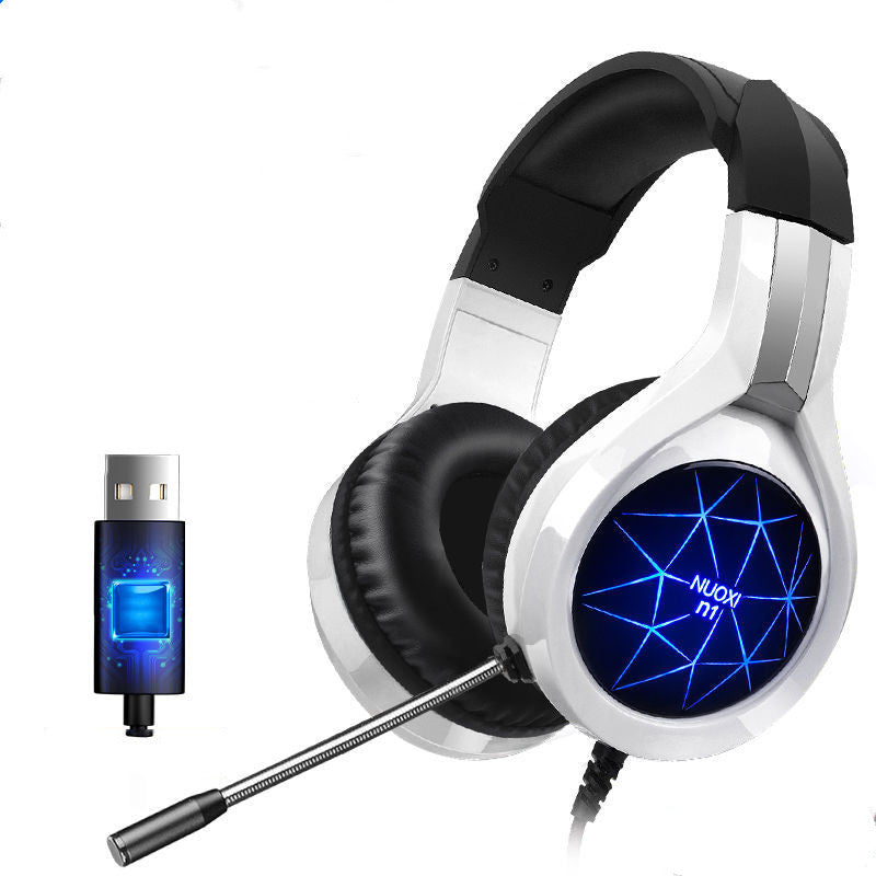 Professional Surround Sound Gaming Headset with Noise-Cancelling Mic & RGB LED Lights – Universal Compatibility for PC, PS5, Xbox & Switch