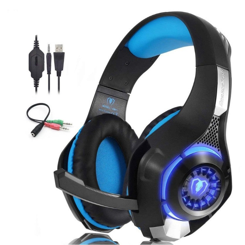 SY830 Professional Wired Gaming Headset with Noise-Cancelling Mic & RGB LED Light - High Fidelity Surround Sound