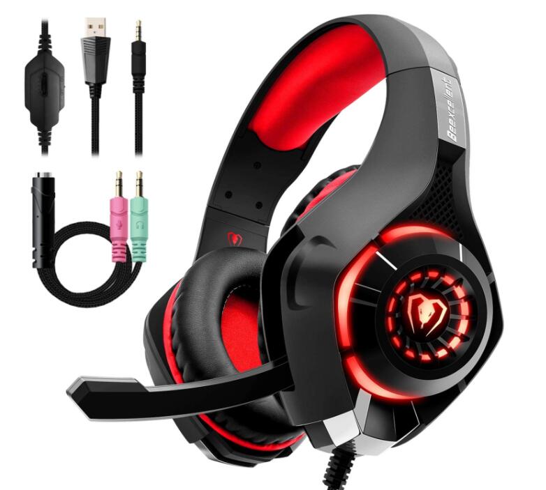 SY830 Professional Wired Gaming Headset with Noise-Cancelling Mic & RGB LED Light - High Fidelity Surround Sound